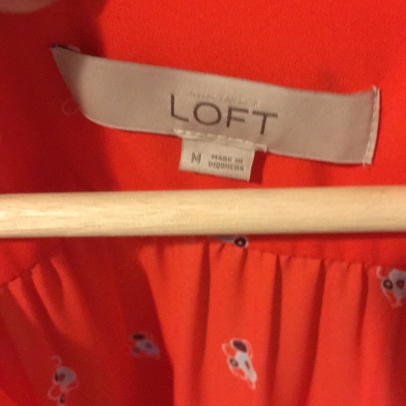 Barely worn, bright orange print popover blouse. - Picture 3 of 6